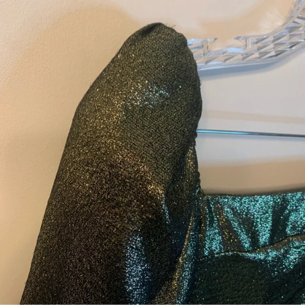 NWOT Sandro Julie Metallic Puffed Sleeve Woven Mini Dress 40 - Picture 13 of 16
